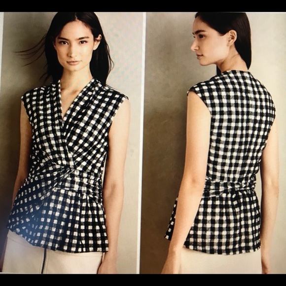 Anthropologie Deletta Gingham Faux Wrap Top